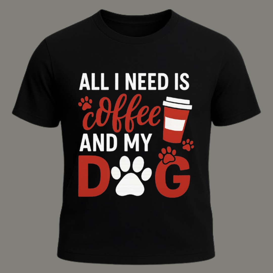 Coffee Paws Premium Black Cotton T-Shirt