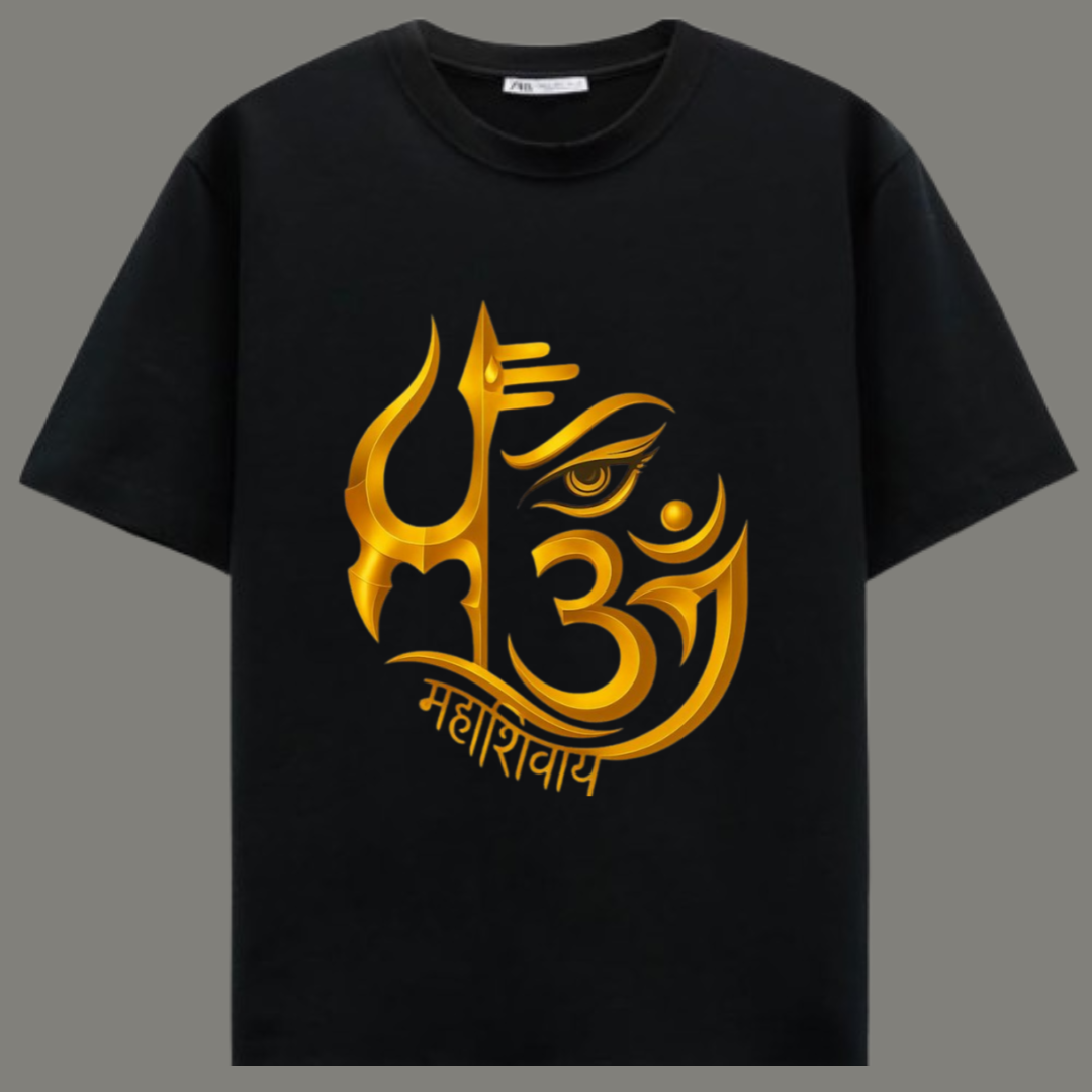 Mahadev Golden Divine - Premium Black Cotton T-Shirt