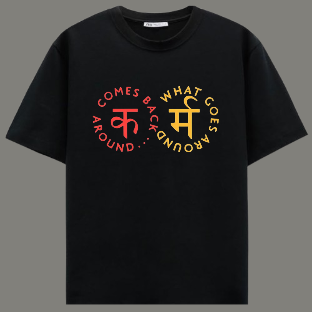 Karma Chakra - Premium Black Cotton T-Shirt