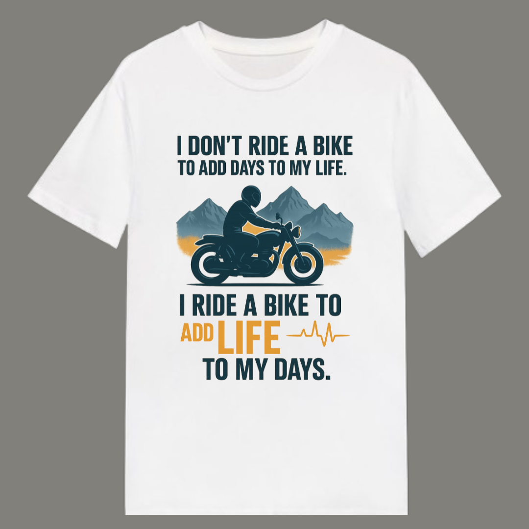 Life on Two Wheels – Premium White Cotton Biker Quote T-Shirt