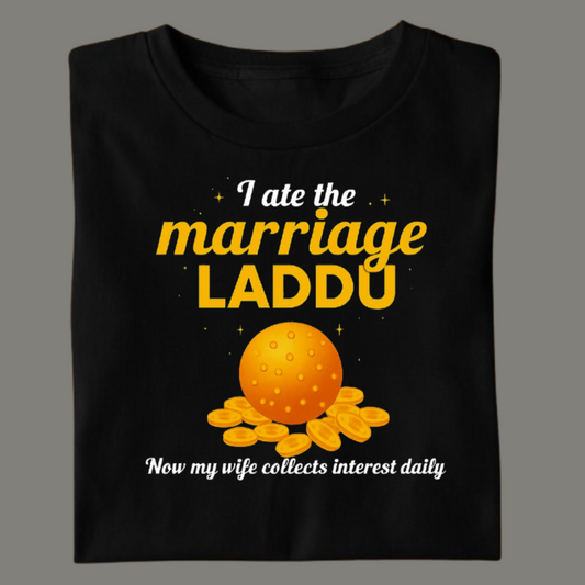 Marriage Laddu - Premium Black Cotton T-Shirt