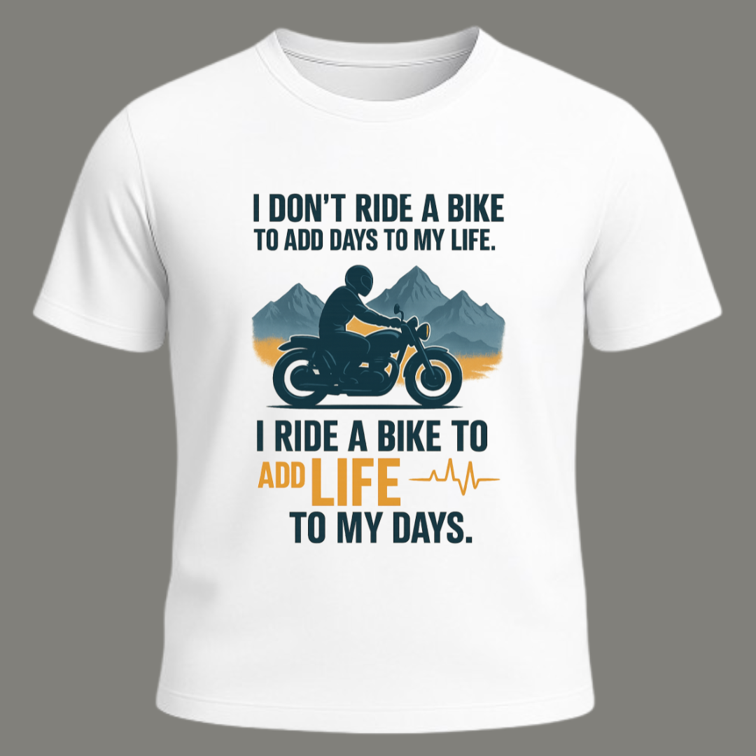 Life on Two Wheels – Premium White Cotton Biker Quote T-Shirt