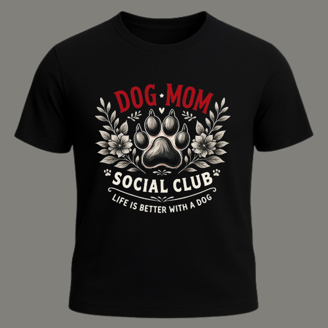 Dog Mom Vibes – Premium Black Cotton T-Shirt