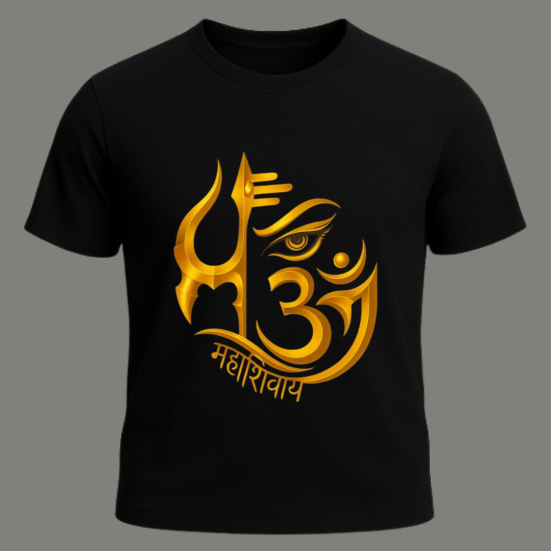 Mahadev Golden Divine - Premium Black Cotton T-Shirt