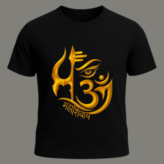 Mahadev Golden Divine - Premium Black Cotton T-Shirt