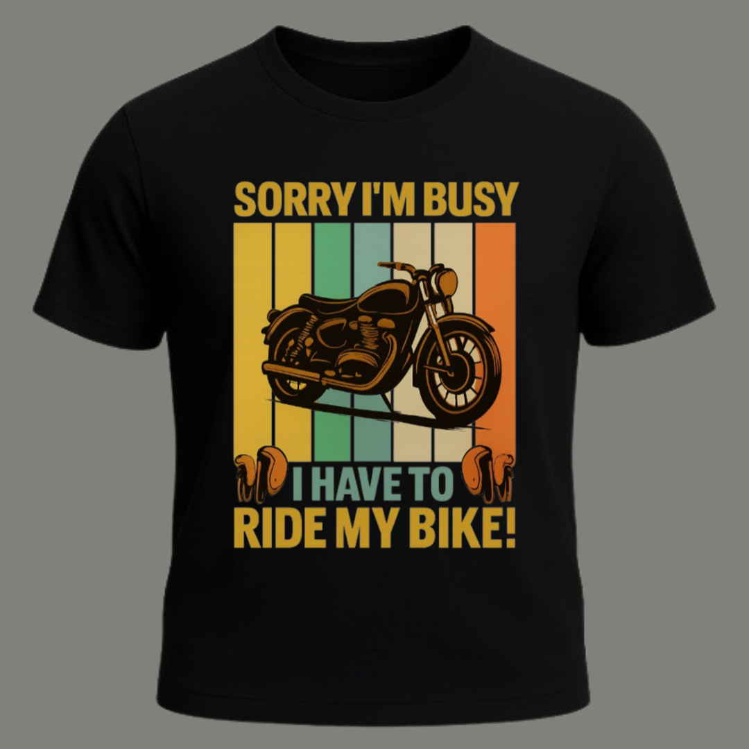 Busy Riding – Premium Cotton Black T-Shirt