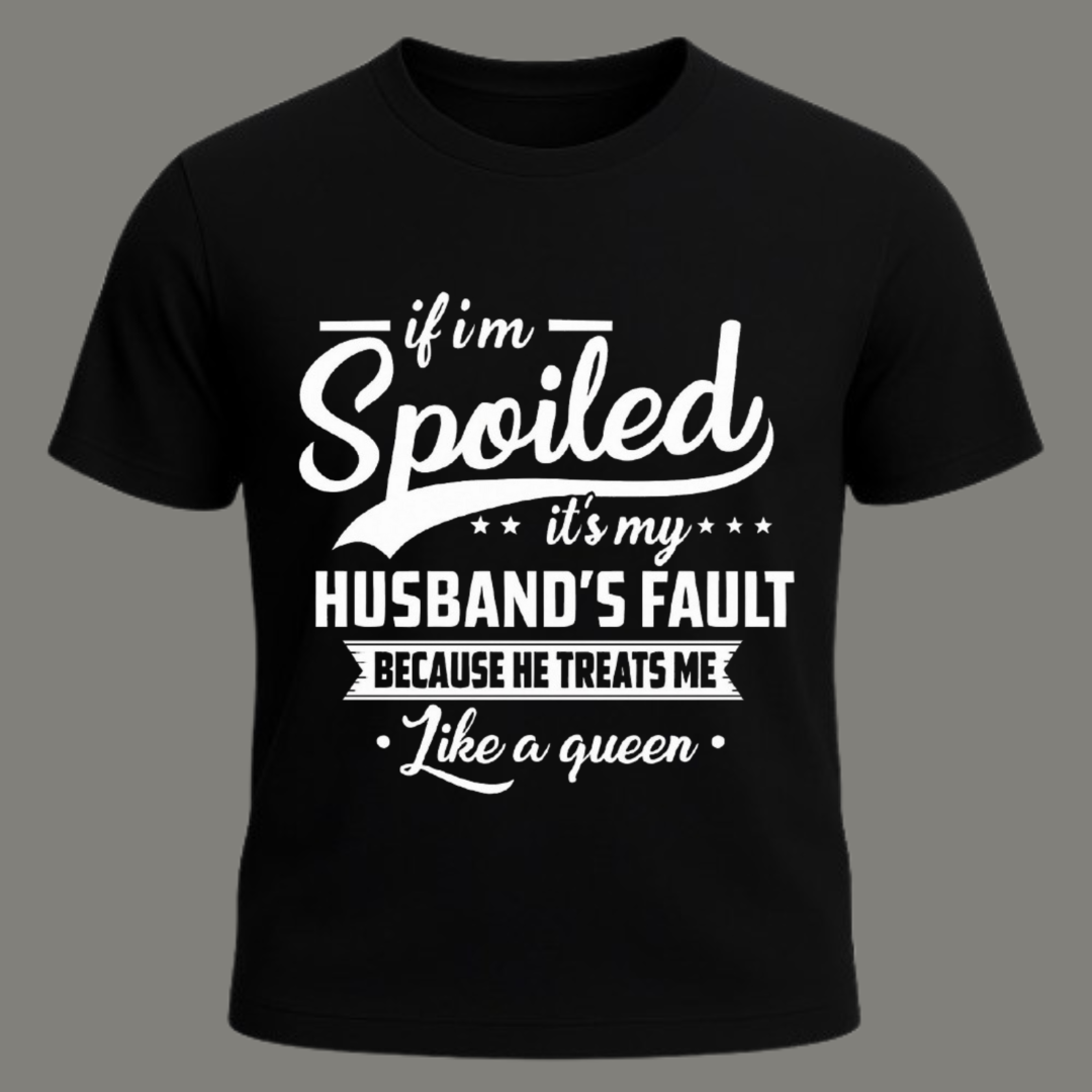 Queen Treatment – Premium Black Cotton Funny Husband T-Shirt for Women