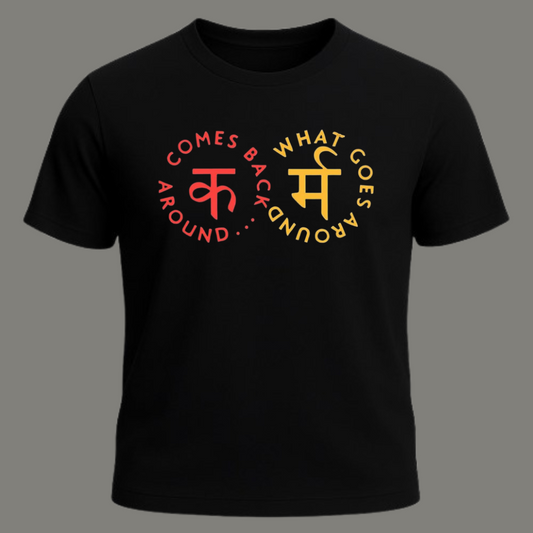 Karma Chakra - Premium Black Cotton T-Shirt