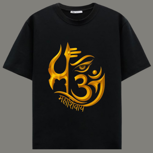 Mahadev Golden Divine - Premium Black Cotton T-Shirt