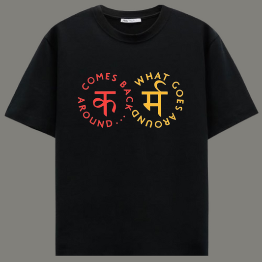 Karma Chakra - Premium Black Cotton T-Shirt