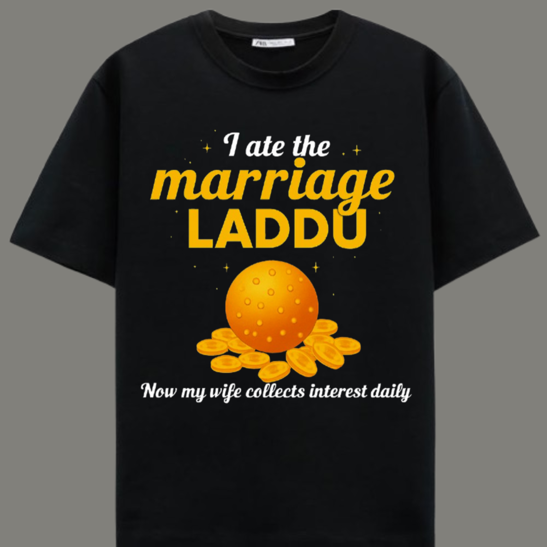 Marriage Laddu - Premium Black Cotton T-Shirt