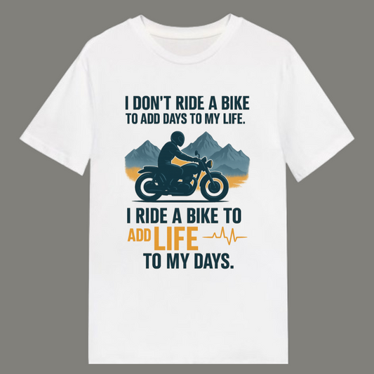 Life on Two Wheels – Premium White Cotton Biker Quote T-Shirt