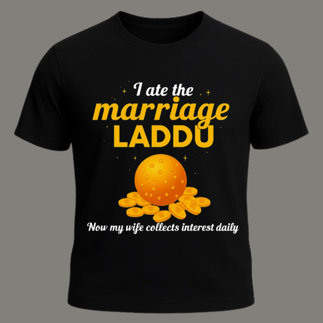 Marriage Laddu - Premium Black Cotton T-Shirt