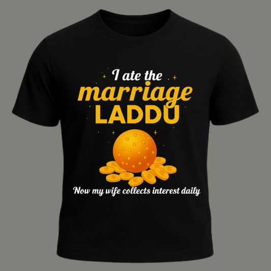 Marriage Laddu - Premium Black Cotton T-Shirt