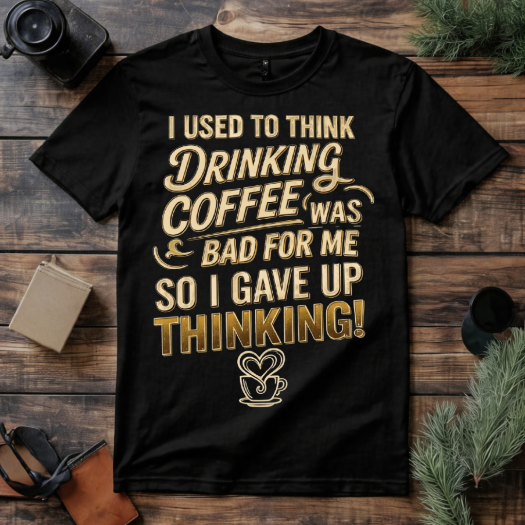 Drinking Coffee Fixed Thinking T Shirt