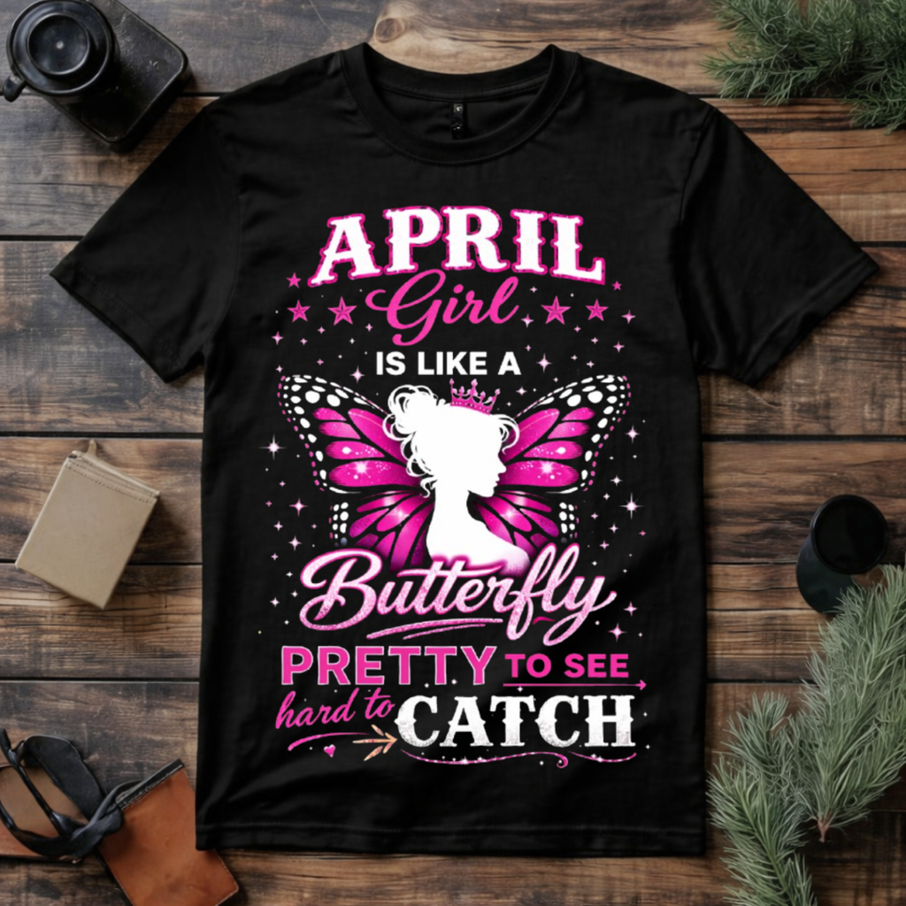 April Girl Butterfly T Shirt