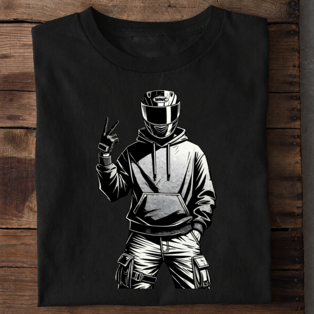 Cool Biker Helmet Premium Cotton T Shirt