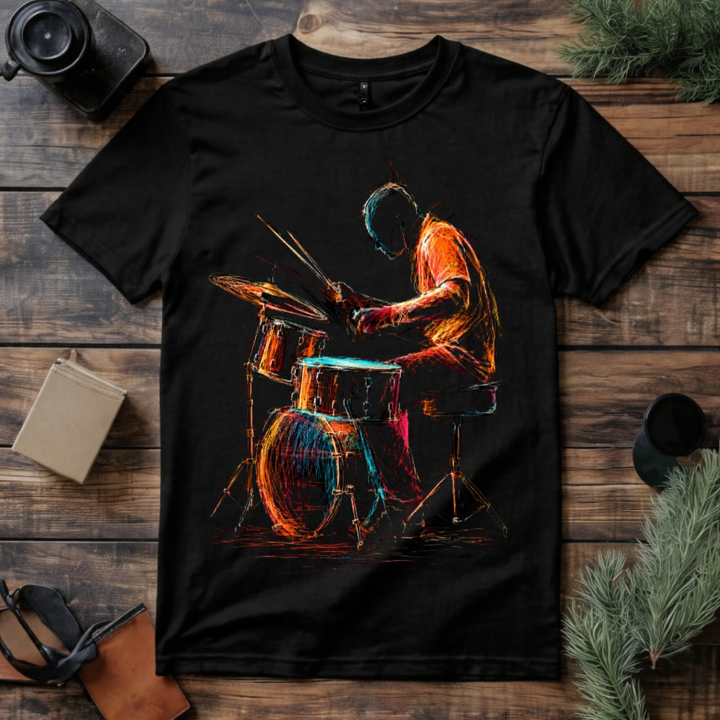 Neon Drummer Art T Shirt