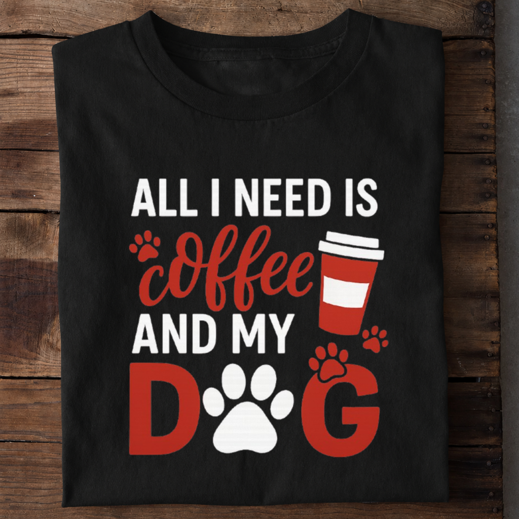 Coffee and My Dog Premium Cotton T Shirt