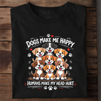 Dogs Make Me Happy Premium Cotton T Shirt