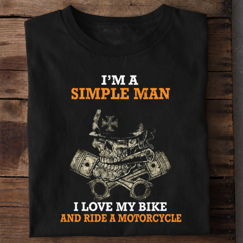 Simple Man Loves Motorcycle Premium Cotton T Shirt