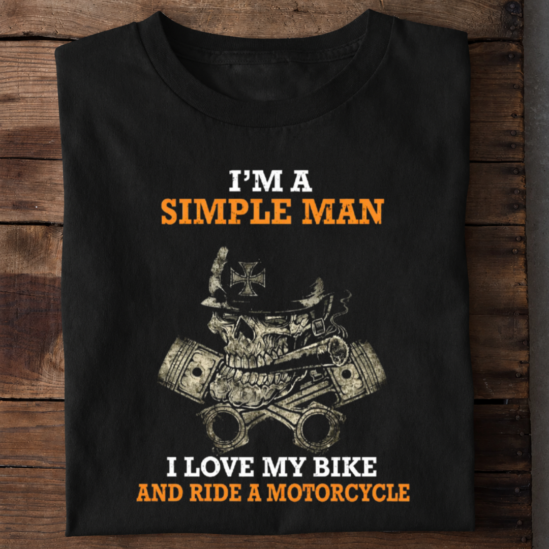 Simple Man Loves Motorcycle Premium Cotton T Shirt