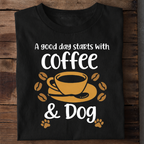 Coffee and Dog Premium Cotton T Shirt