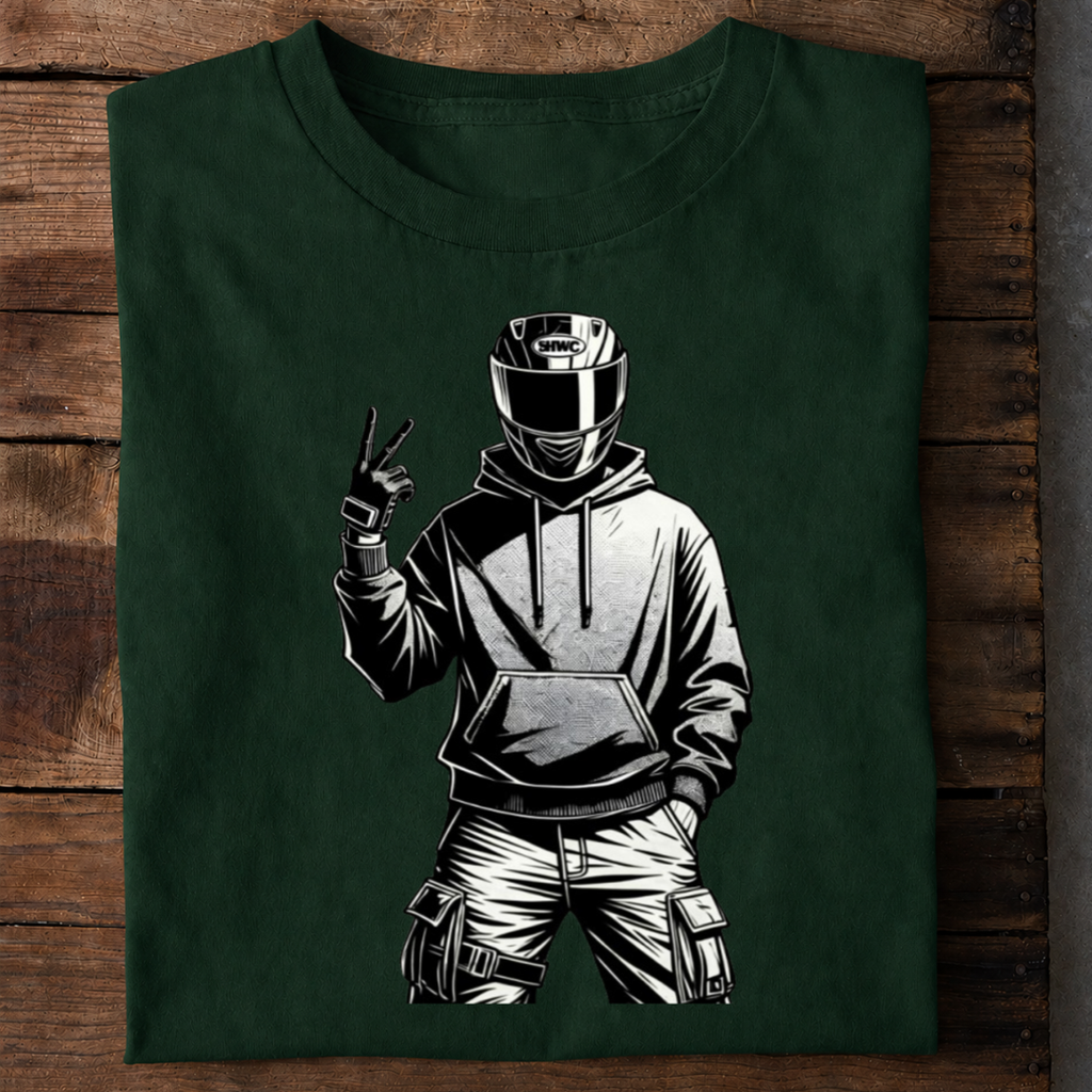 Cool Biker Helmet Premium Cotton T Shirt