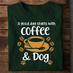 Coffee and Dog Premium Cotton T Shirt