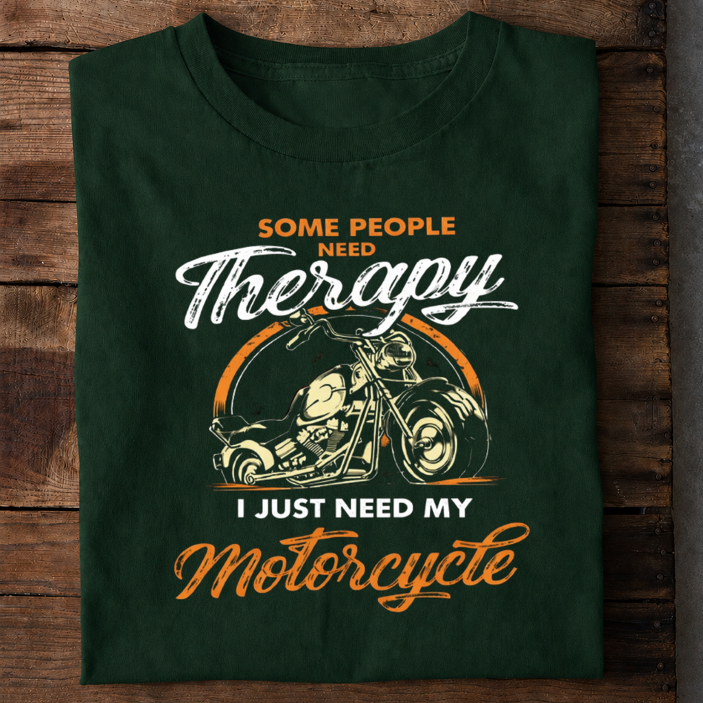 Motorcycle Is My Therapy Premium Cotton T Shirt
