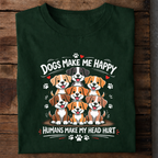 Dogs Make Me Happy Premium Cotton T Shirt