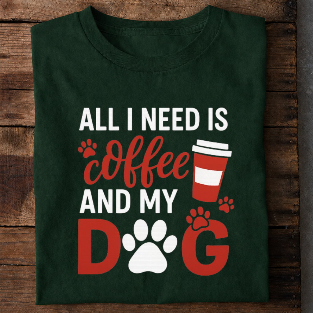 Coffee and My Dog Premium Cotton T Shirt