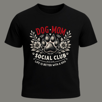 Dog Mom Vibes – Premium Black Cotton T-Shirt