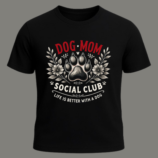 Dog Mom Vibes – Premium Black Cotton T-Shirt