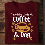 Coffee and Dog Premium Cotton T Shirt