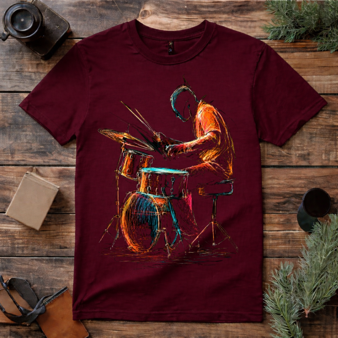 Neon Drummer Art T Shirt
