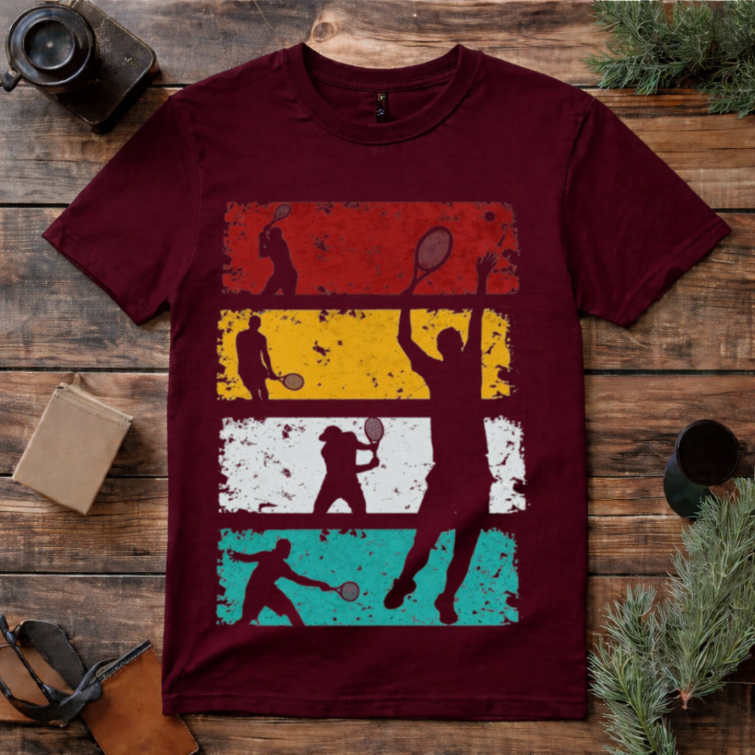 Vintage Tennis Player T Shirt