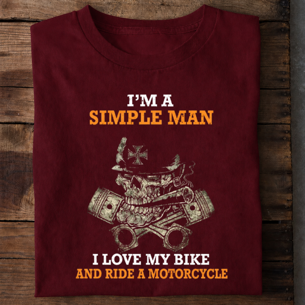 Simple Man Loves Motorcycle Premium Cotton T Shirt