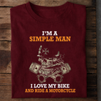 Simple Man Loves Motorcycle Premium Cotton T Shirt