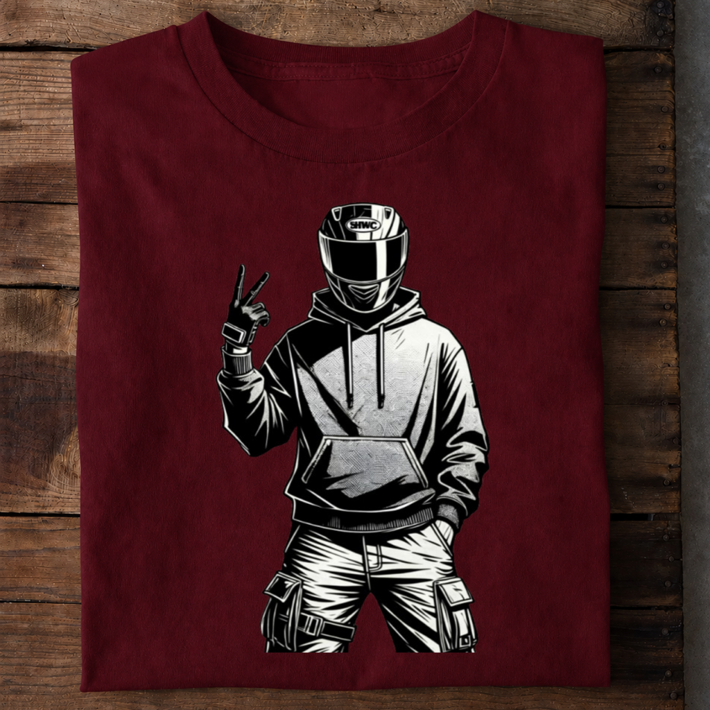 Cool Biker Helmet Premium Cotton T Shirt