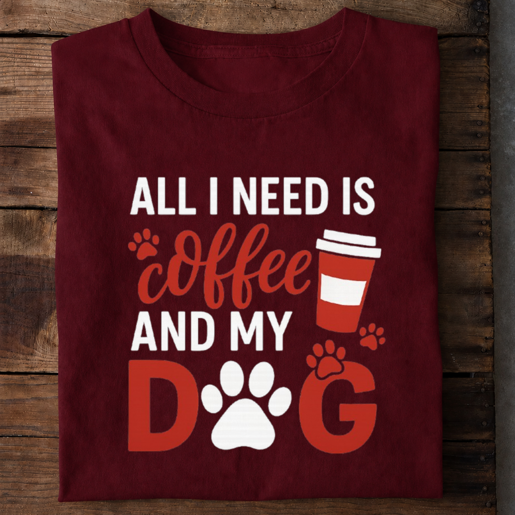 Coffee and My Dog Premium Cotton T Shirt