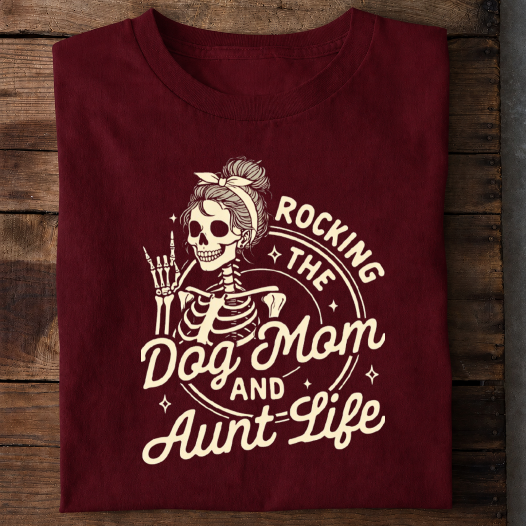 Rocking the Dog Mom Life Premium Cotton T Shirt