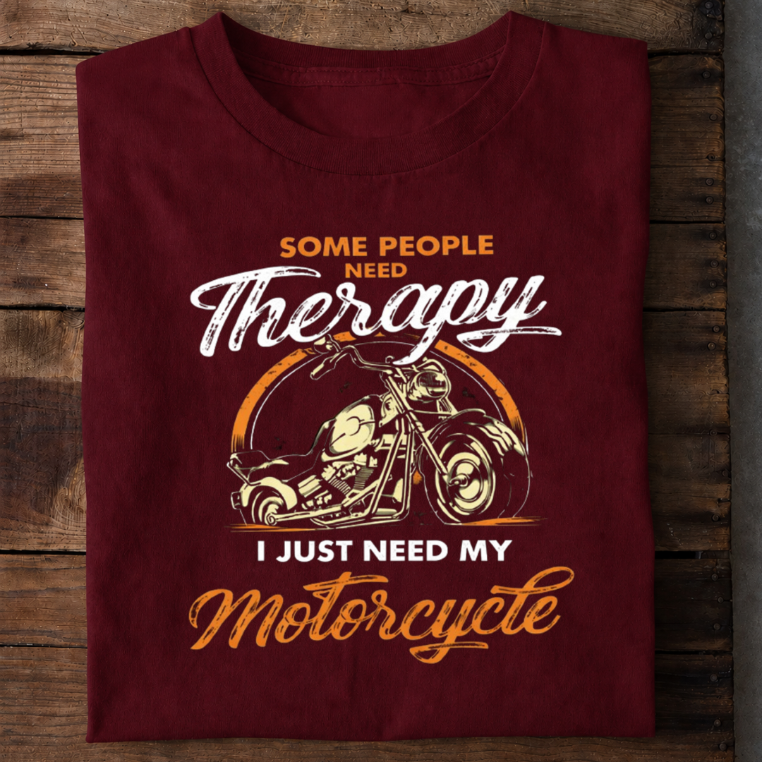 Motorcycle Is My Therapy Premium Cotton T Shirt