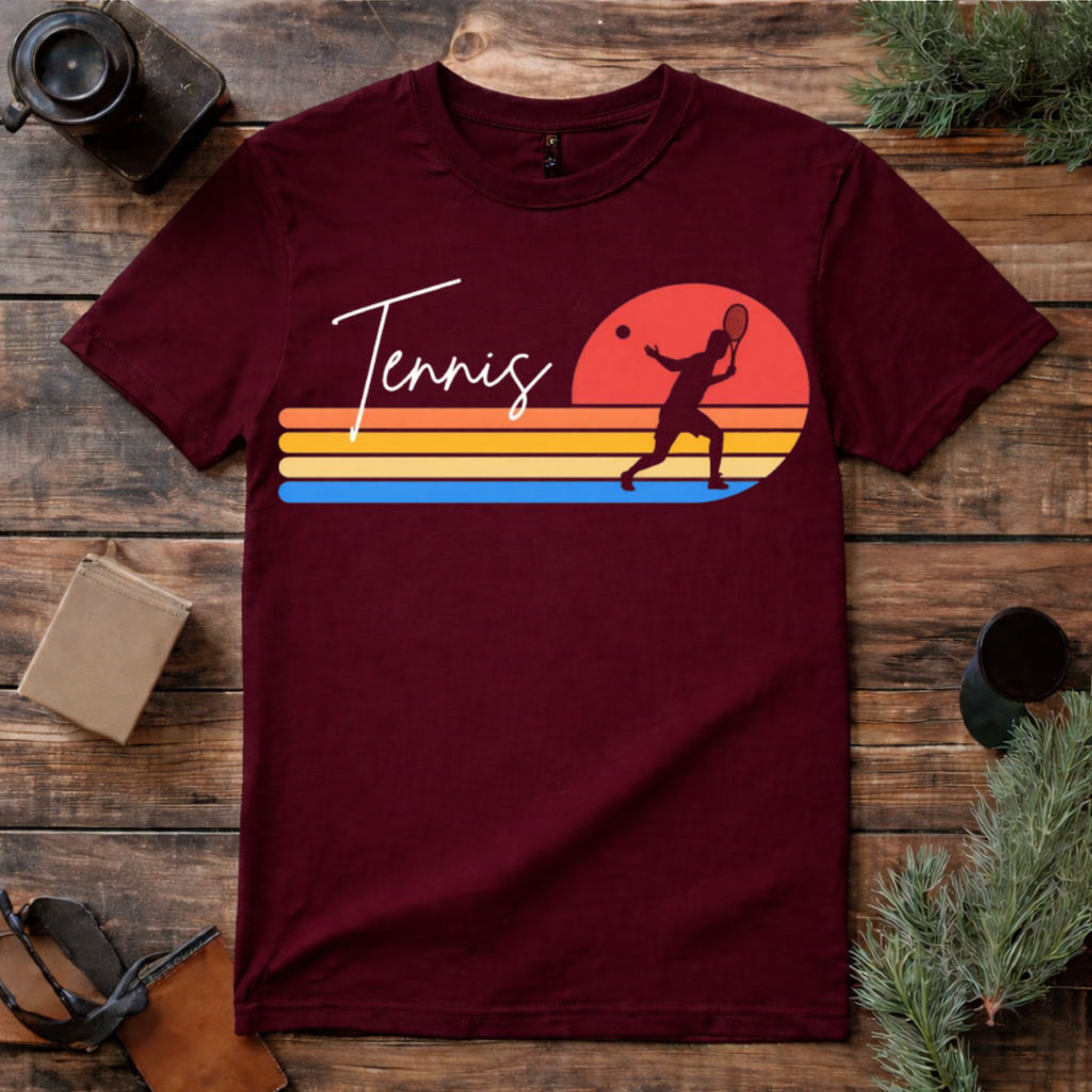 Retro Tennis Sunset T Shirt