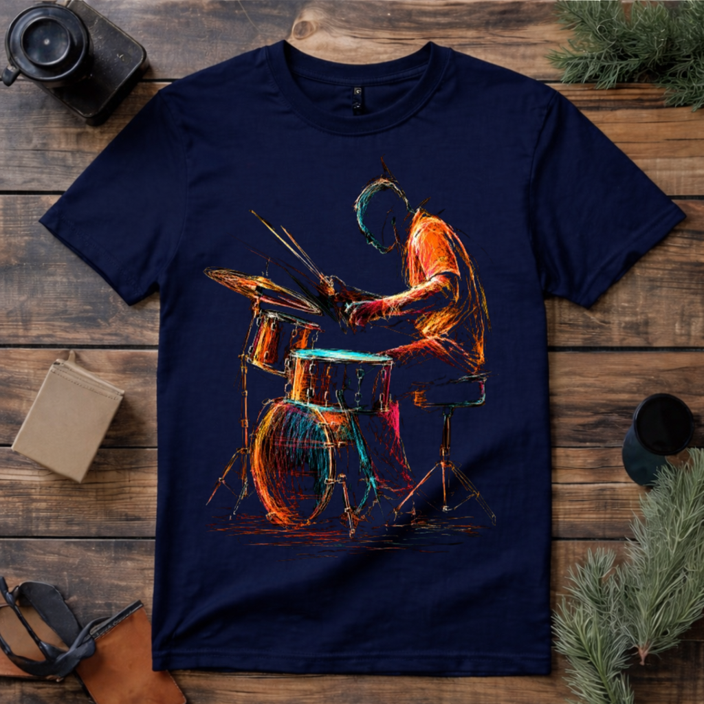 Neon Drummer Art T Shirt
