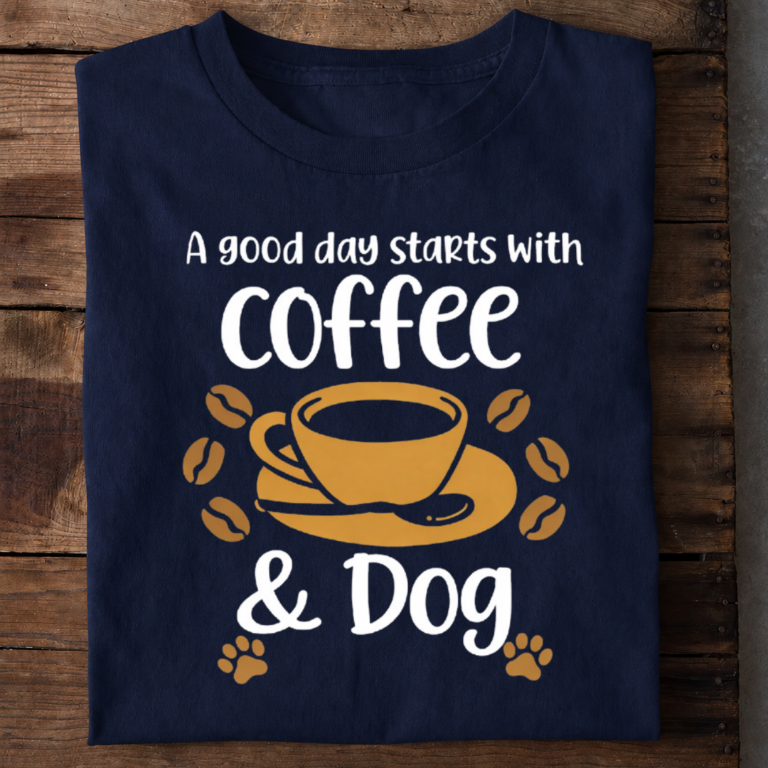 Coffee and Dog Premium Cotton T Shirt