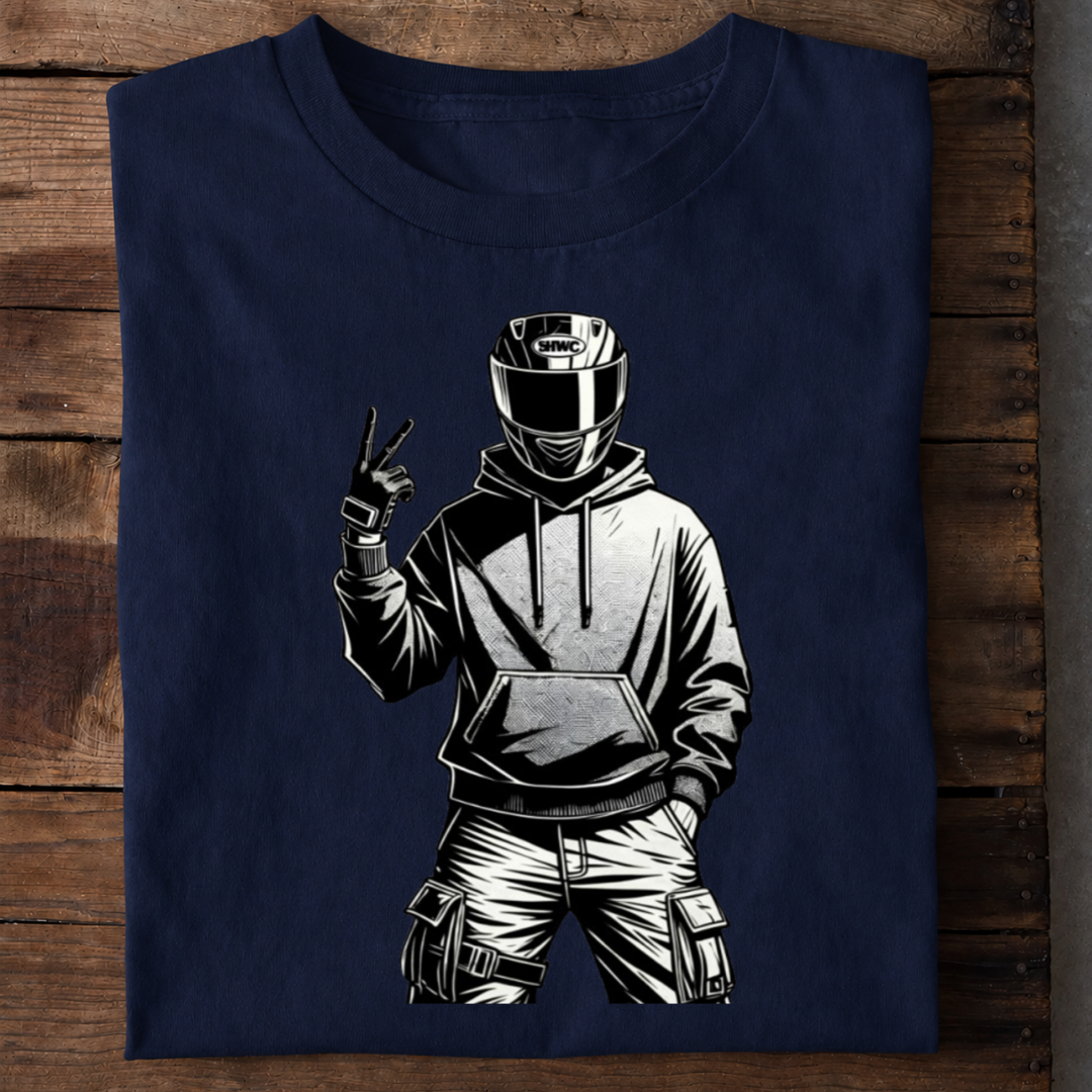 Cool Biker Helmet Premium Cotton T Shirt