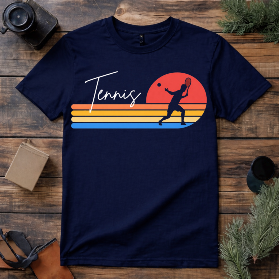 Retro Tennis Sunset T Shirt