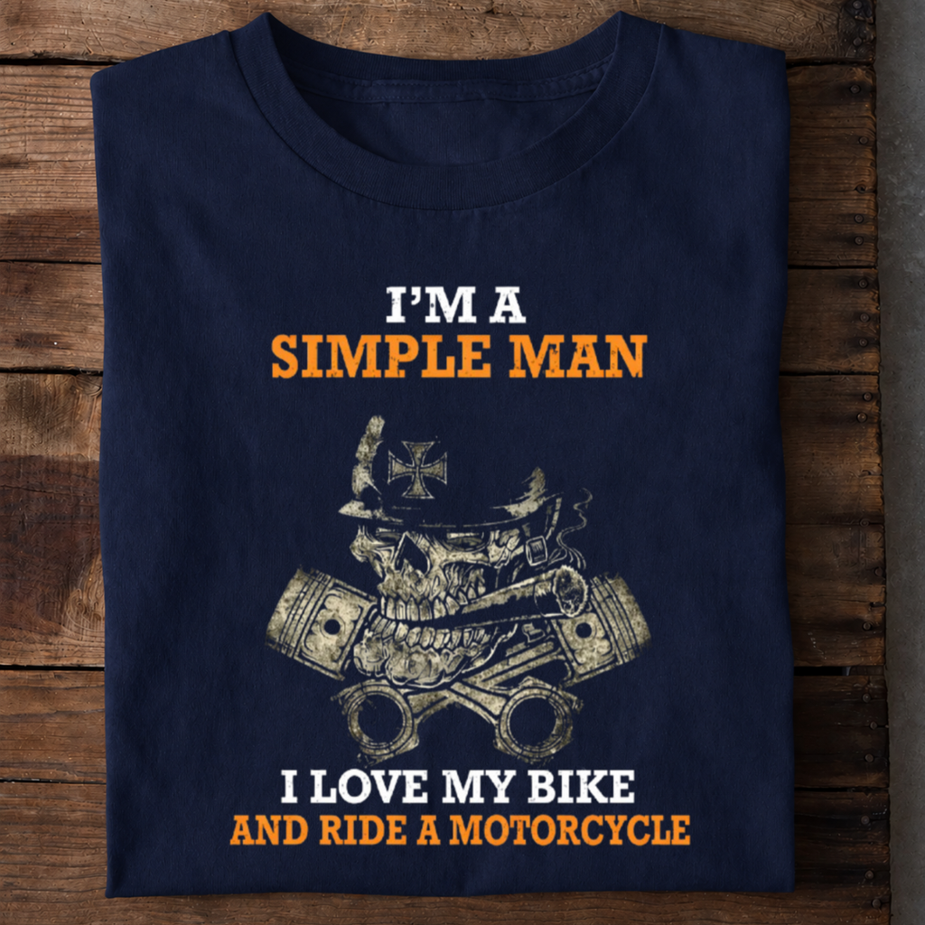Simple Man Loves Motorcycle Premium Cotton T Shirt