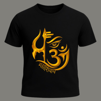 Mahadev Golden Divine - Premium Black Cotton T-Shirt